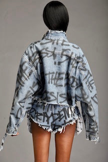 BoogaSuga x Thesepinklips She's The Boss Crop Denim Jacket