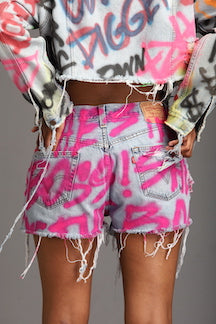 Boogasuga x THESEPINKLIPS "She's The Boss" PINK Denim Shorts