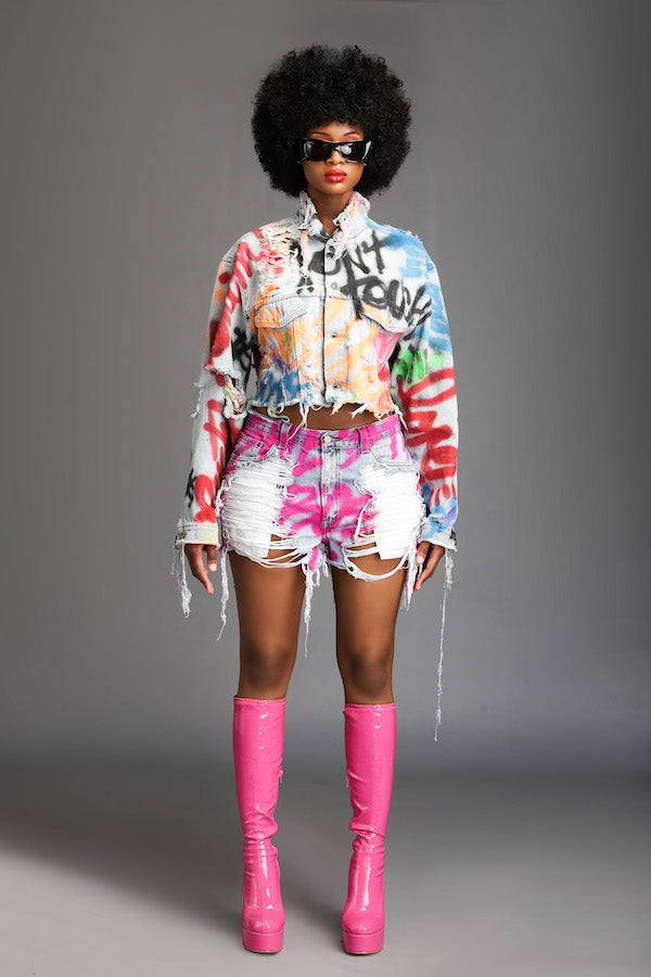 Boogasuga x THESEPINKLIPS "She's The Boss" PINK Denim Shorts