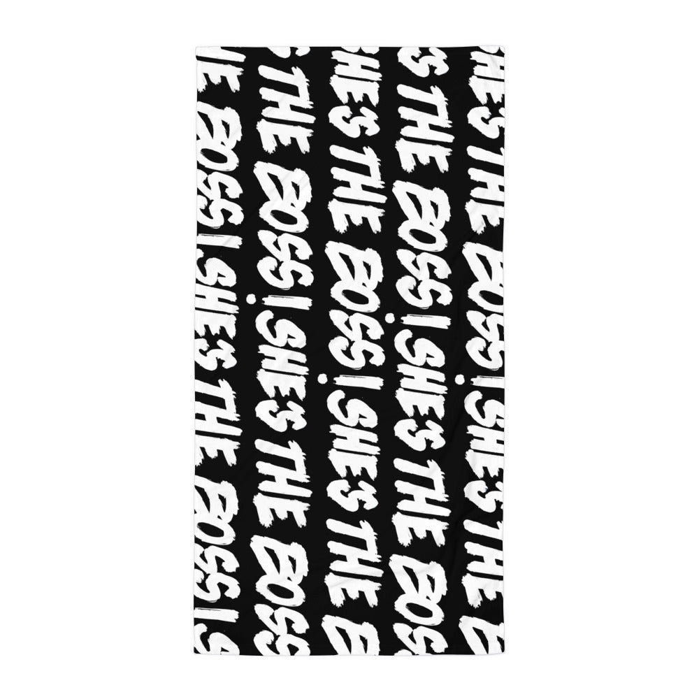 She's The Boss (Black) Towel