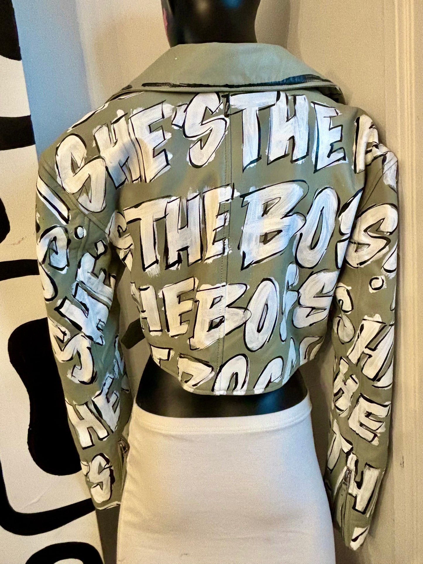 Leather Shes The Boss Motrocycle jacket